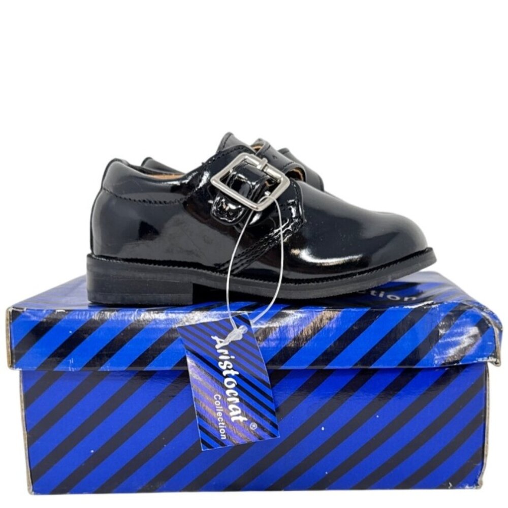 Aristocrat Collection Toddler Boys Black Patent Dress Shoes Size 4